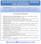 Due Diligence Checklist - Merger and Acquisition