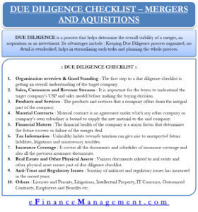 Due Diligence Checklist - Merger and Acquisition