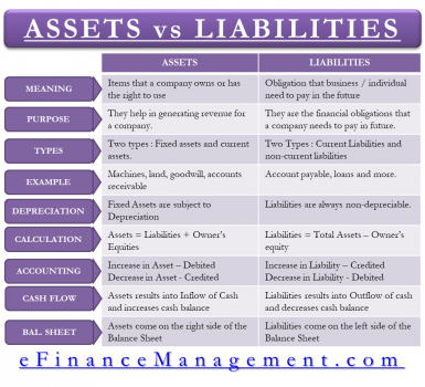 10 (Ten) Differences between Assets vs. Liabilities | eFinanceManagement