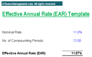 Effective Annual Rate (EAR) - Formula, Calculation, Excel, Example | EFM