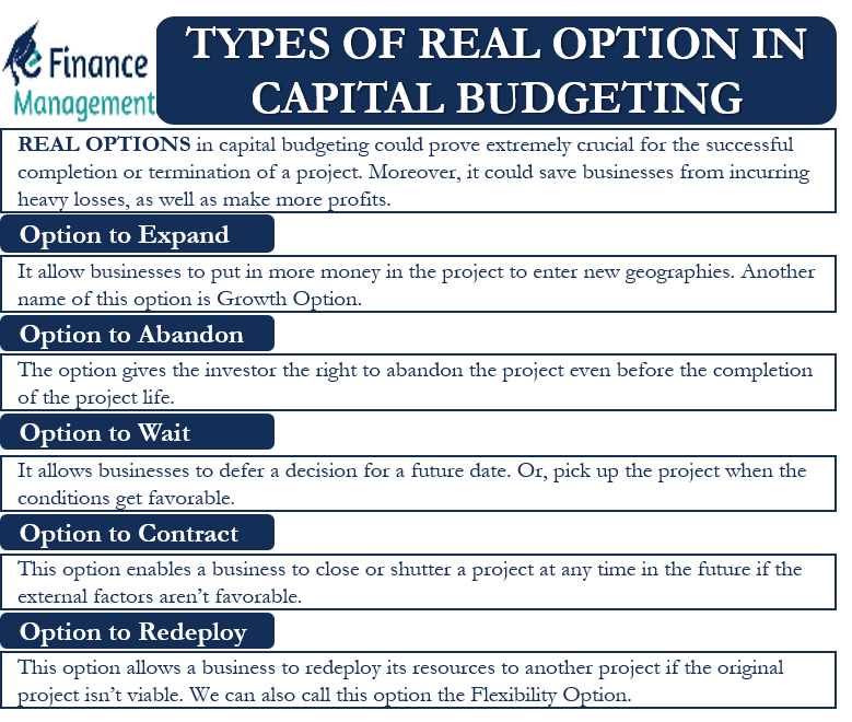 Types of Real Options in Capital Budgeting